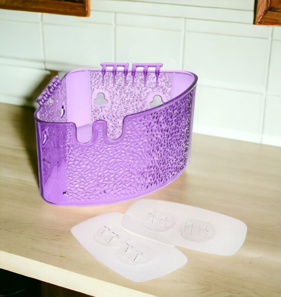 Полка угловая на липкой основе, пластик,10*14*18,5см МИКС